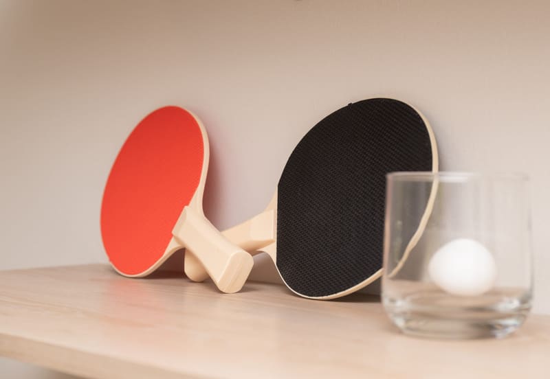 Ping-pong paddles and ball